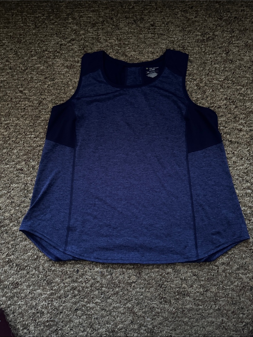Women's Navy Heather Athletic Tank Top with Contrast Panels